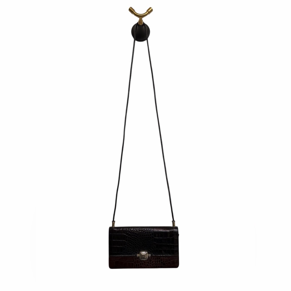 Vintage Brighton Croc Embossed Leather Crossbody